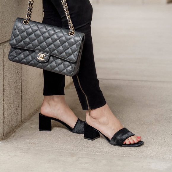 EUC Women’s Size 9 DbDk Fashion Suede Slide Sandals In Black 3” Heels - Picture 1 of 11